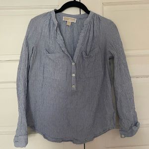 Michael Kors blue and white striped shirt